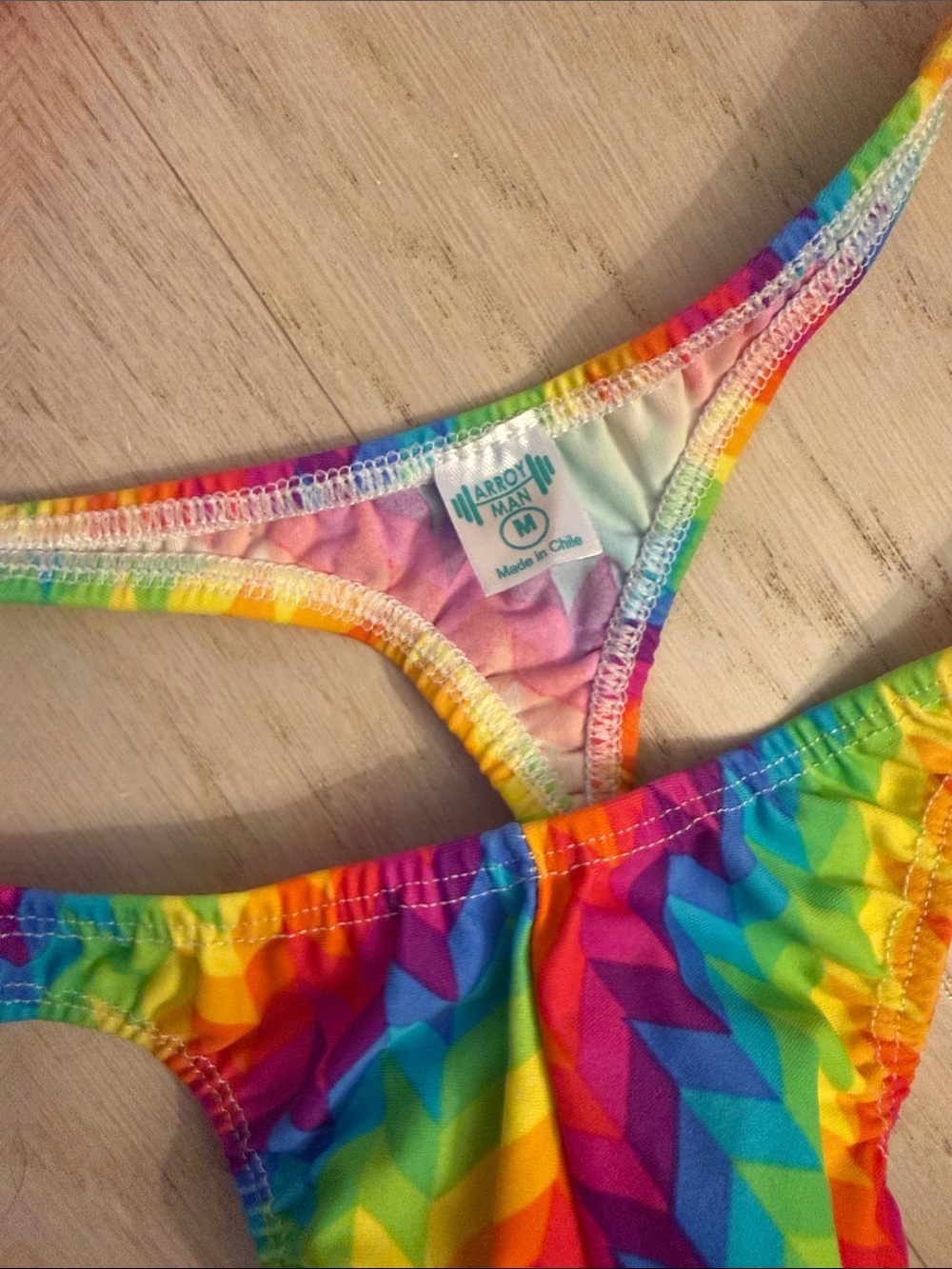 Men's Swim Briefs - Magenta & Rainbow - - Picture 2 of 4